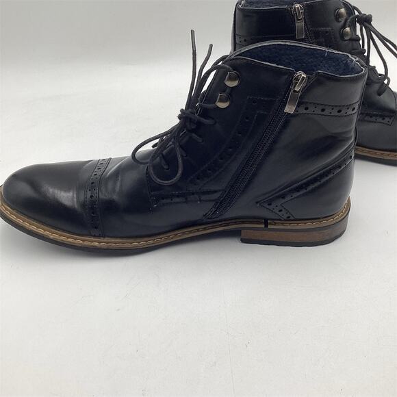Bruno Marc Men\'s Ankle Boots Black‎ Cap Toe Lace Up Side Zip Size 10.5 main image 5